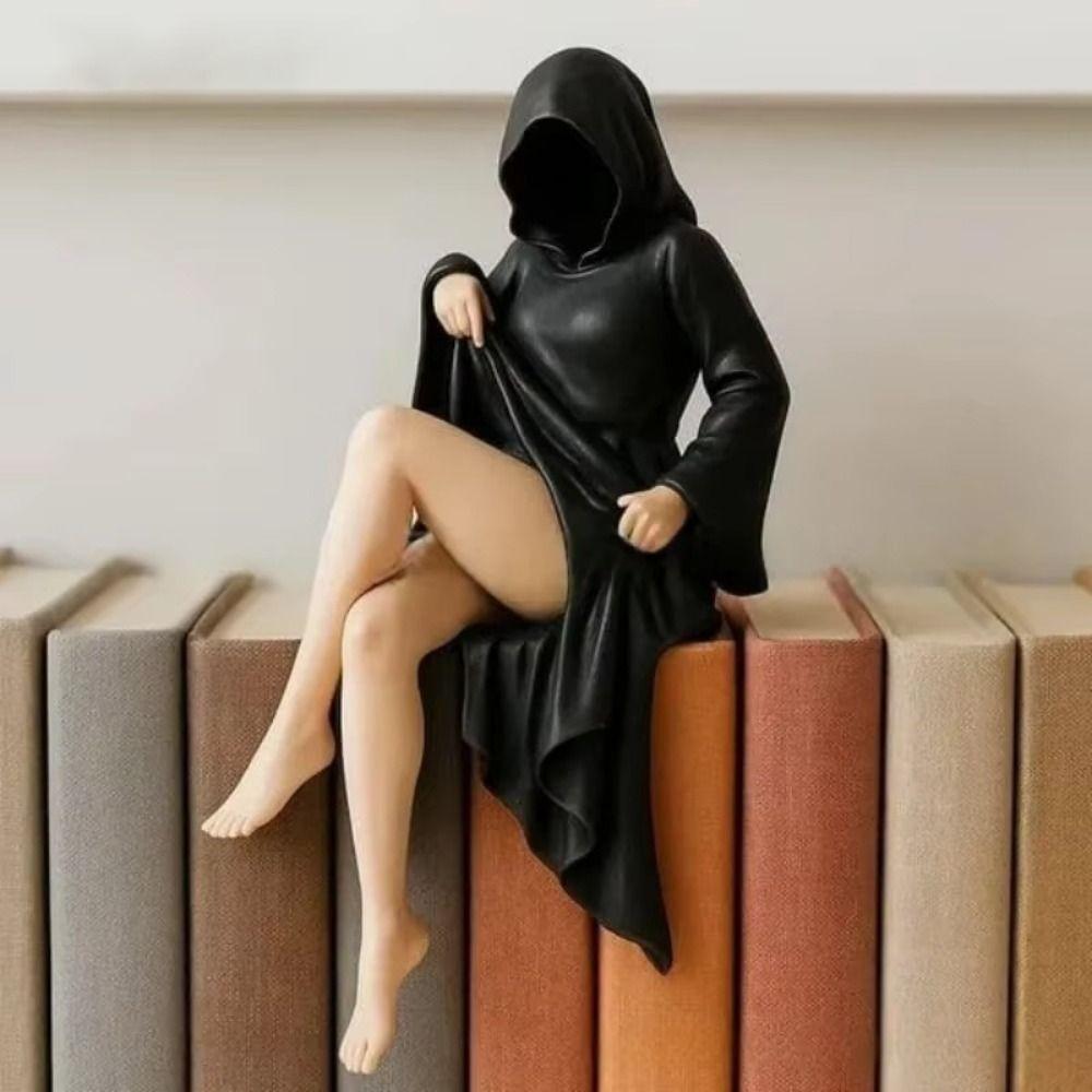 PLA 3D Mysterious Statue Black Robe Desktop Ornaments New Bookshelf Sculpture Halloween Decor