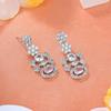 Sparkling Rhodium Plated Mint Pink Stone Drop Earrings for Women