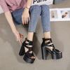Gladiator Sandals Women Summer Shoes Platform Black High Heels Flip Flops 14cm Party Wedding Shoes