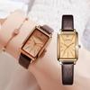 Часы с квадратным кожаным ремешком и бриллиантами на руку, маленькие стильные водонепроницаемые, простые, деловые, брендовые, милые, повседневные, роскошные, подарочные, красные часы для женщин