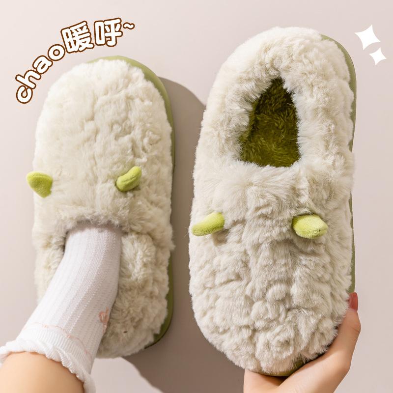 Хлопковые тапочки женские зимние новые домашние комнатные толстая подошва нескользящие теплые плюшевые тапочки на танкетке хлопковые туфли мужские