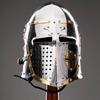Medieval Crusader Great Knight Templar Helmet Steel and Brass Full Face Armor Handmade Gothic Helmet Cosplay LARP Ready