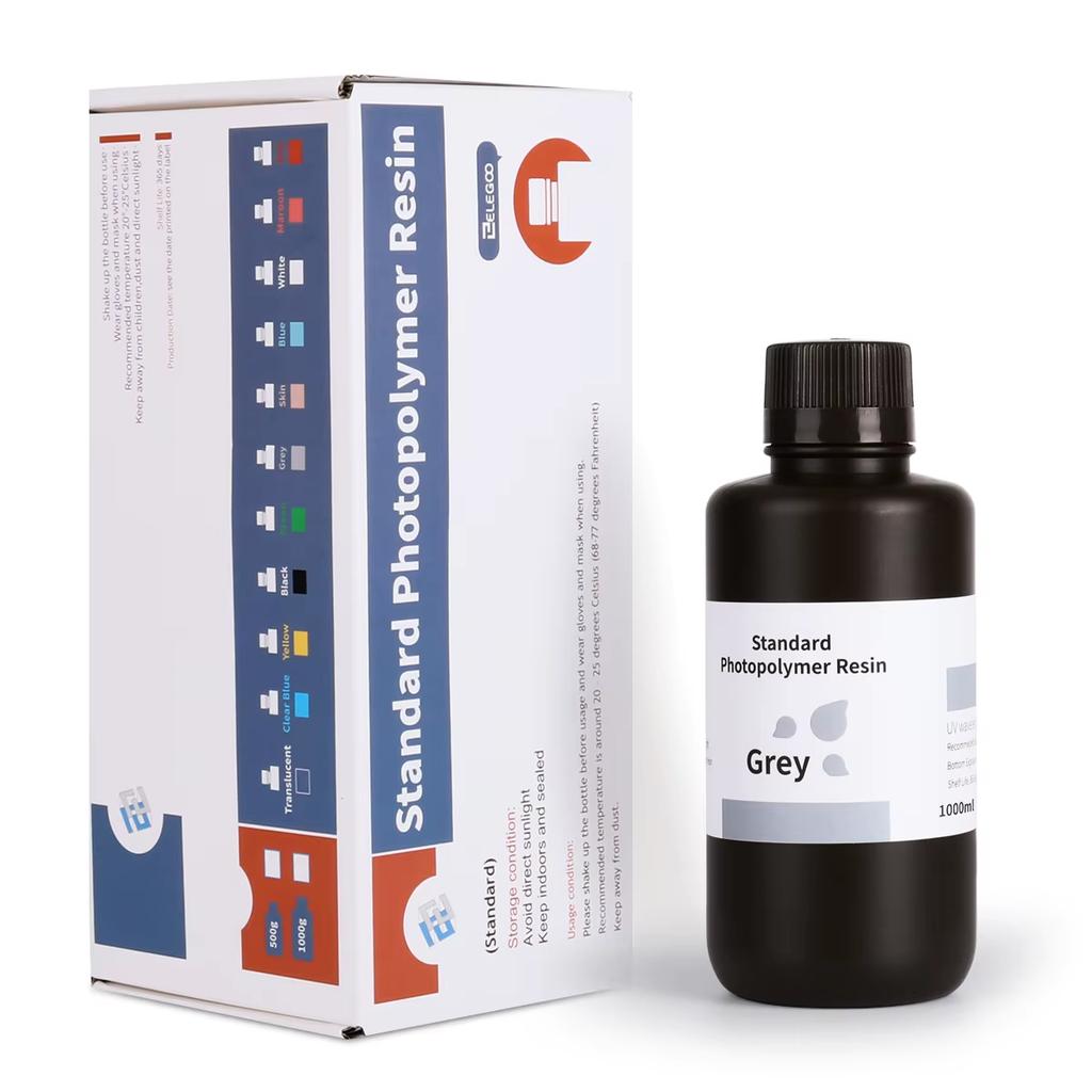 ELEGOO 10KG 3D Printer Resin Set 10 Bottles LCD UV-Curing Resin 405nm Standard Photopolymer Resin for LCD 3D Printing Grey Color