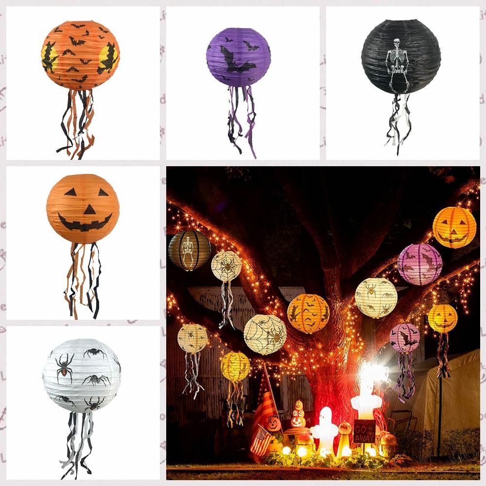 Skeleton Halloween Paper Lanterns Pumpkin Hangingn Tassels Lantern Hanging Pendant Hotel