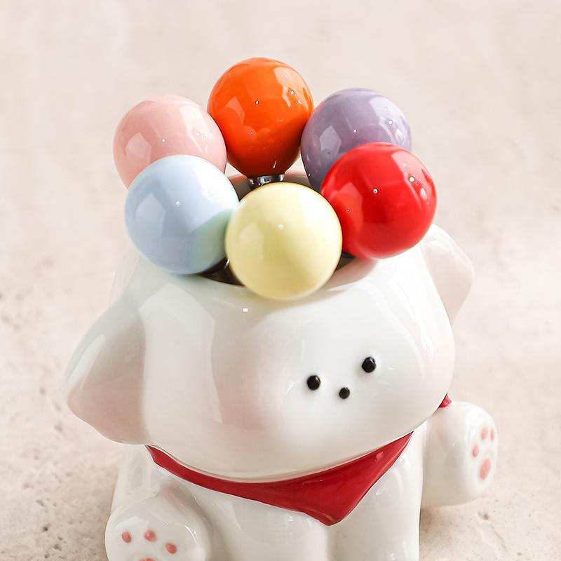 1 Set Ceramic Jar Stainless Steel Home Kitchen Dessert Cake Fruit Fork Storage Container Utensil Set, Suitable for Weddings, Banquets, Gifts,birthdays