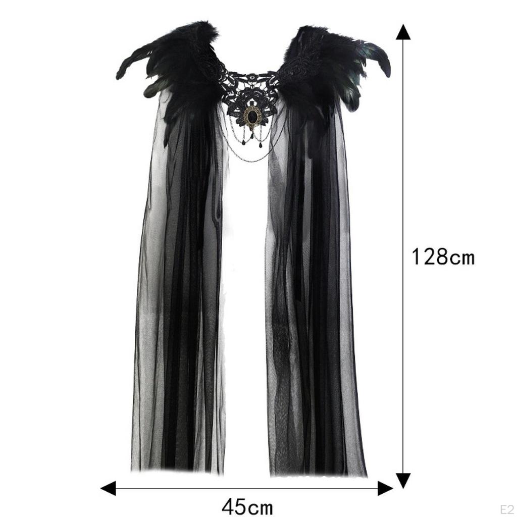 Женская накидка на Хэллоуин с воротником из перьев Черный костюм для выступлений