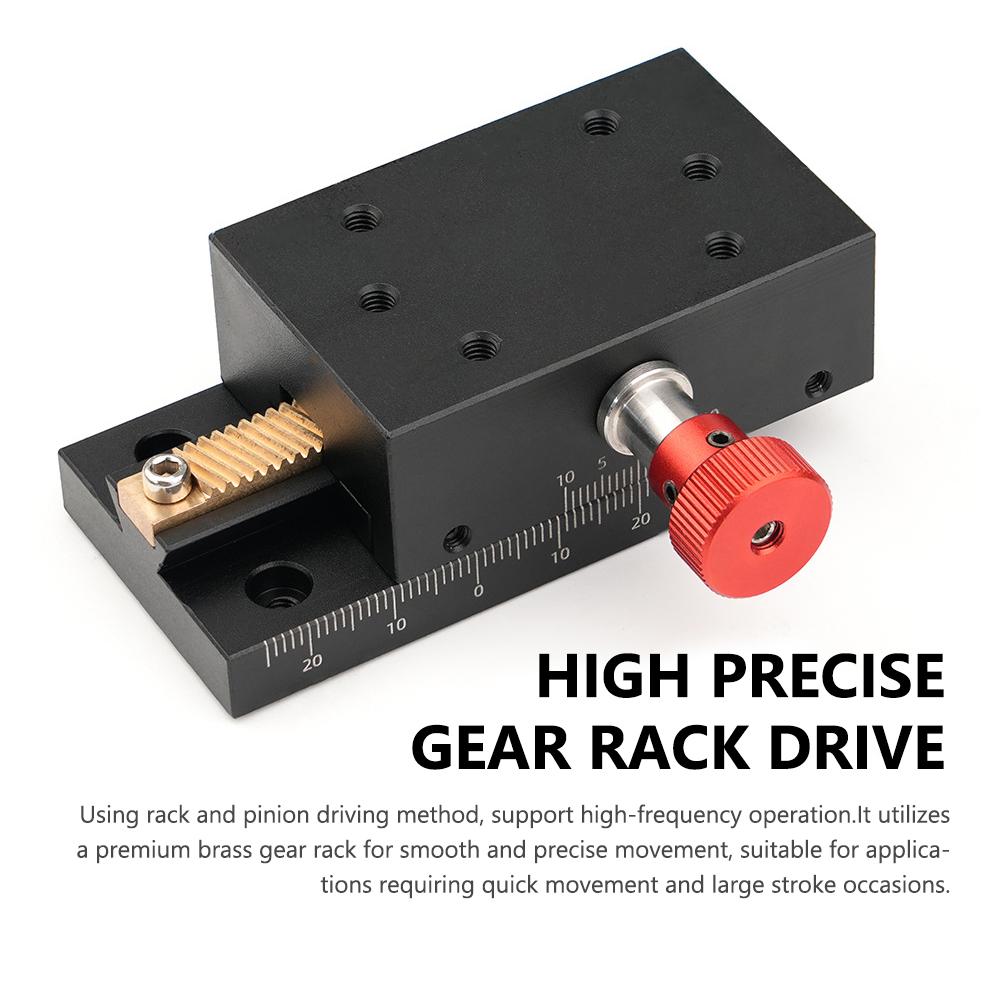 Gear Rack Drive Travel Slide Aluminum Alloy Construction Dovetailed Grooves Guide Manual Platform