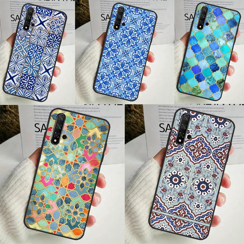 Moroccan Pattern Case For Huawei P30 P20 P40 Lite Nova 5T 11i 8i 3i 9 10 SE 11 Pro Y90 Y70 Y61 Y60 Y91 Cover