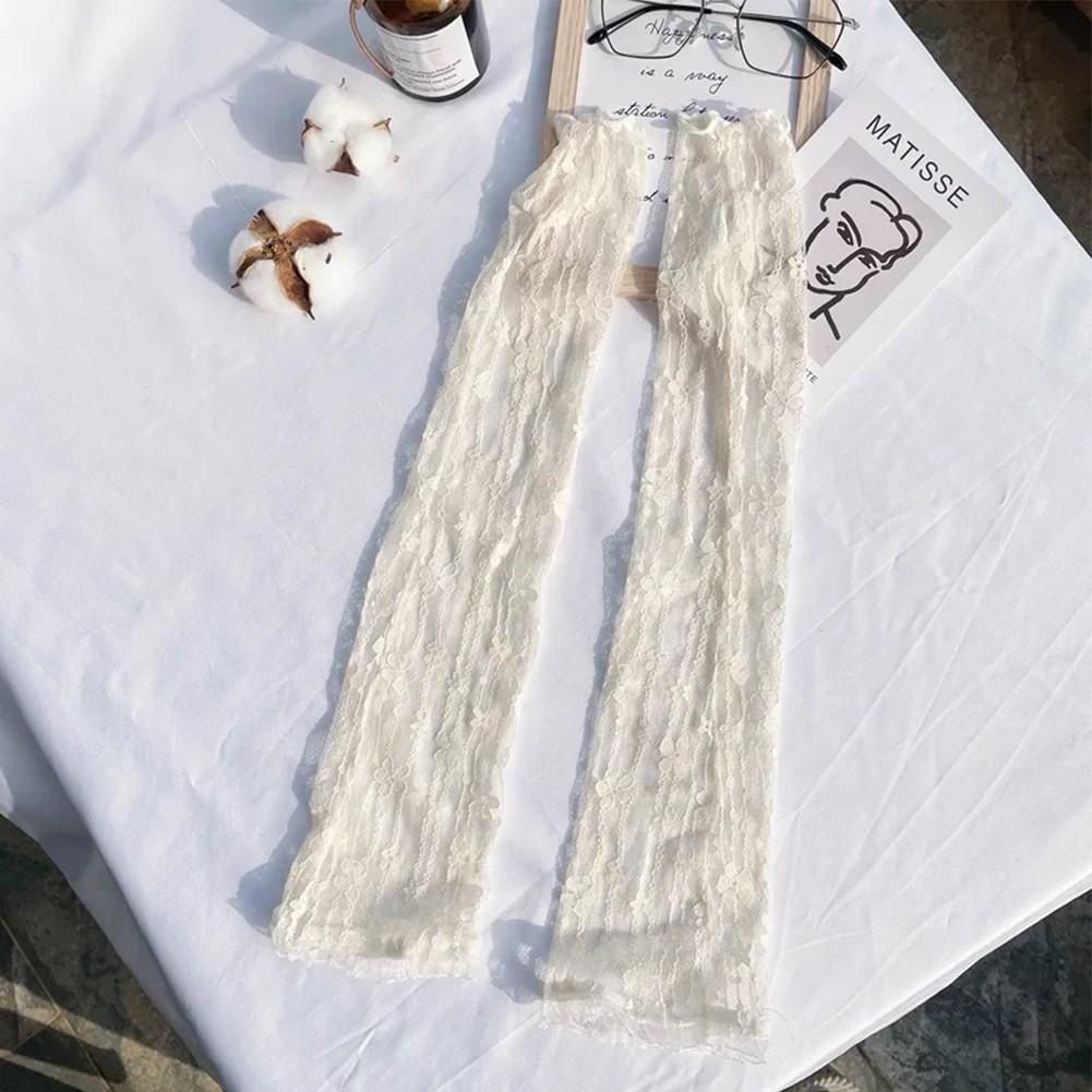 Sleeve Gloves Solid Color Sun Protection White Womens