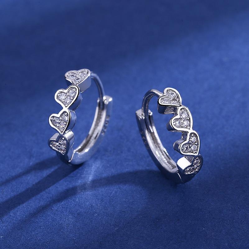 Fine Jewelry 925 Sterling Silver Earrings Inlaid with Zircon Crystal Flower Earrings Charm Jewelry for Women Gift Engagement