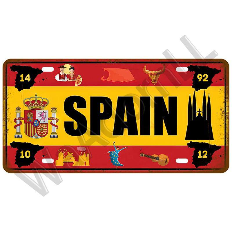Металлический знак Германия США Флаг страны Франция Жестяная табличка Россия Испания Жестяная пластина для стены Домашний ресторан Ремесло Бар Декор