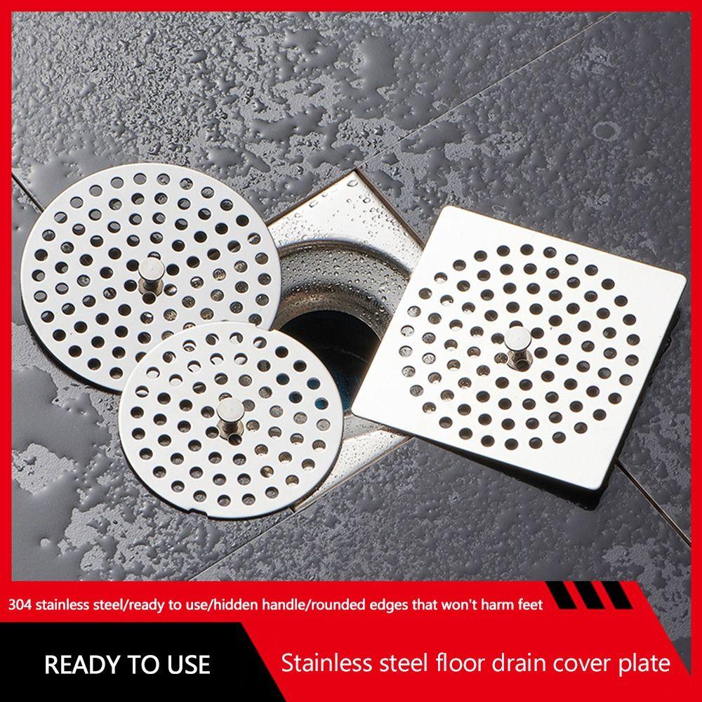 Round Square Shape Sink Strainer Stainless Steel Drain Cover Durable Hair Filter