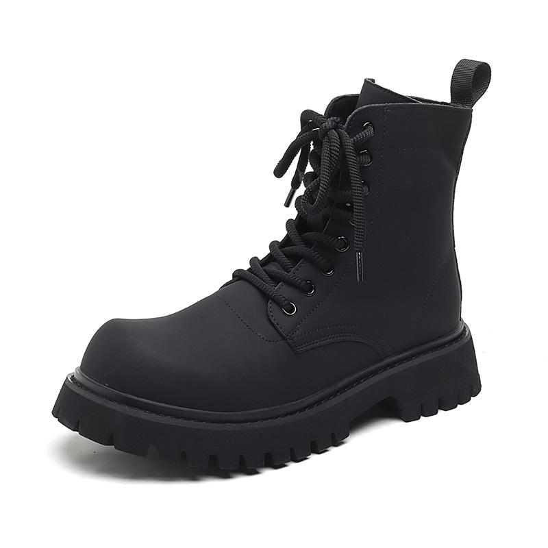 Высокие кожаные ботинки Мартин мужские в британском стиле 2024 новые ботинки-локомотивы увеличивающие рост кожаные ботинки 32058-J