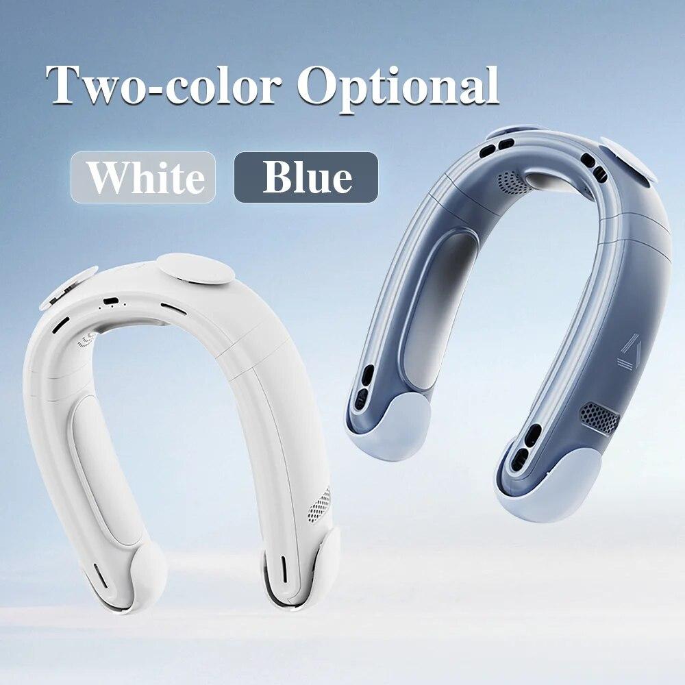 Портативный шейный вентилятор 5000 мАч, USB перезаряжаемый безлопастный вентилятор, бесшумный мини-электрический шейный ремешок, переносной кондиционер, охлаждающие вентиляторы