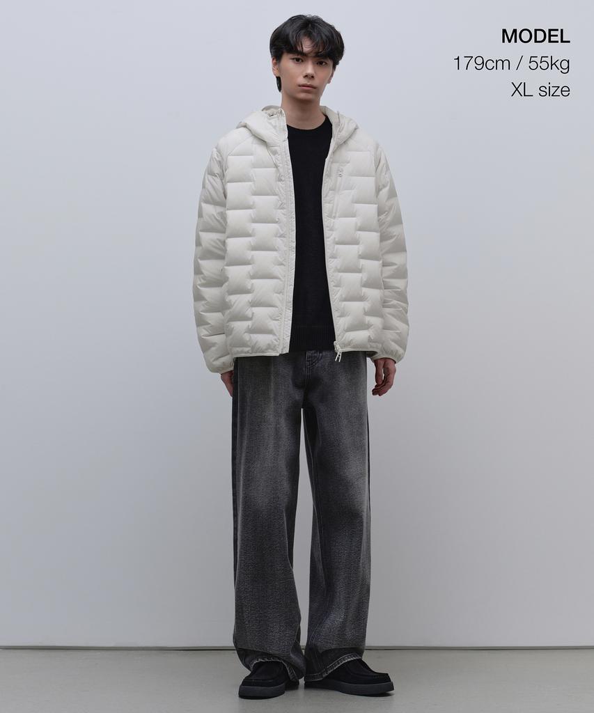 Musinsa Standard Brick Line Hooded Light Down Jacket [Off-White]