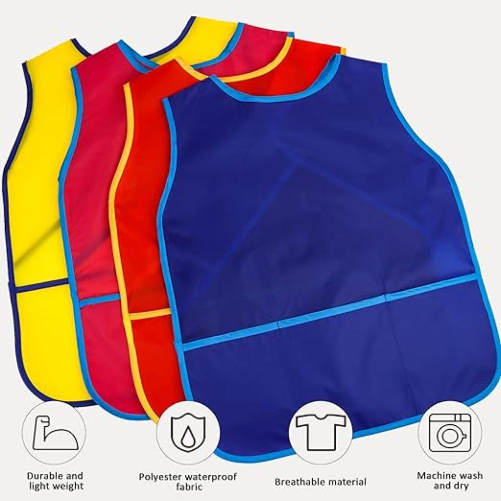 with 3 Pockets Painting Aprons Nylon Kids Apron Cleaning Apron Kids Art Smock Home