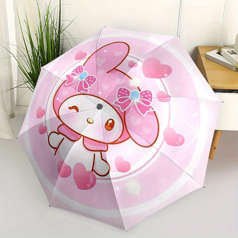Kawaii, My Melody Automatic Opening and Closing Parasol Compact Travel umbrella with 8 Ribs for Women and Men Ideal Birthday/Christmas Gift,