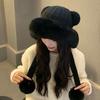 Осенне-зимняя шапка Женская модная плюшевая шапка с медвежьими ушками Защита от холода Защита ушей Флисовая теплая шапка