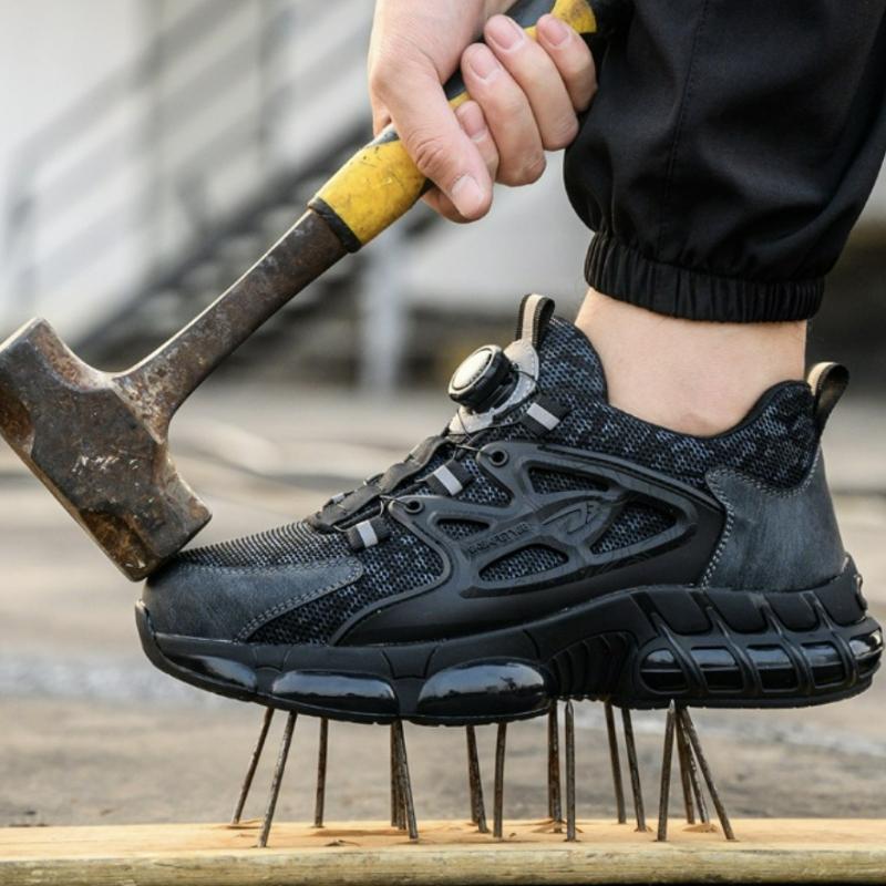 Fashion Rotating Button Safety Shoes Men Steel Toe Shoes Anti-smash Indestructible Protective Sneakers Puncture Proof Work Safety Boots