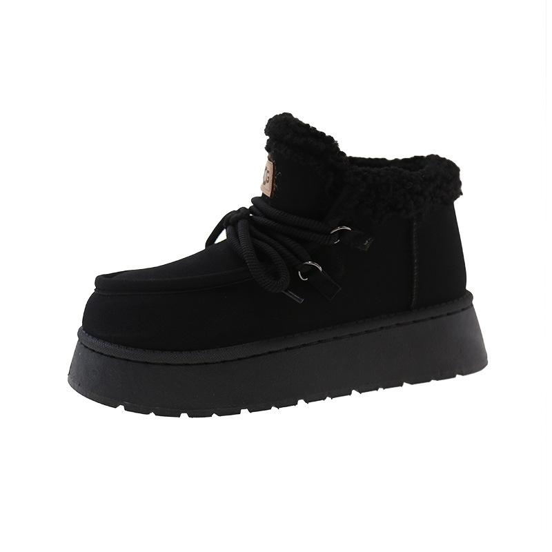 Зимняя новая бархатная женская обувь повседневная теплая хлопковая обувь толстая подошва увеличивающая рост большой размер зимние ботинки женские ботинки-хлебушки