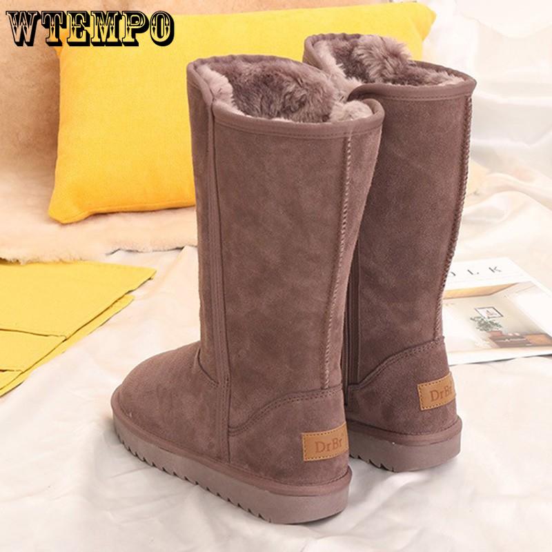 Женские замшевые теплые зимние сапоги, зимние повседневные плюшевые пушистые противохолодные ботинки на молнии, высокие сапоги на платформе больших размеров