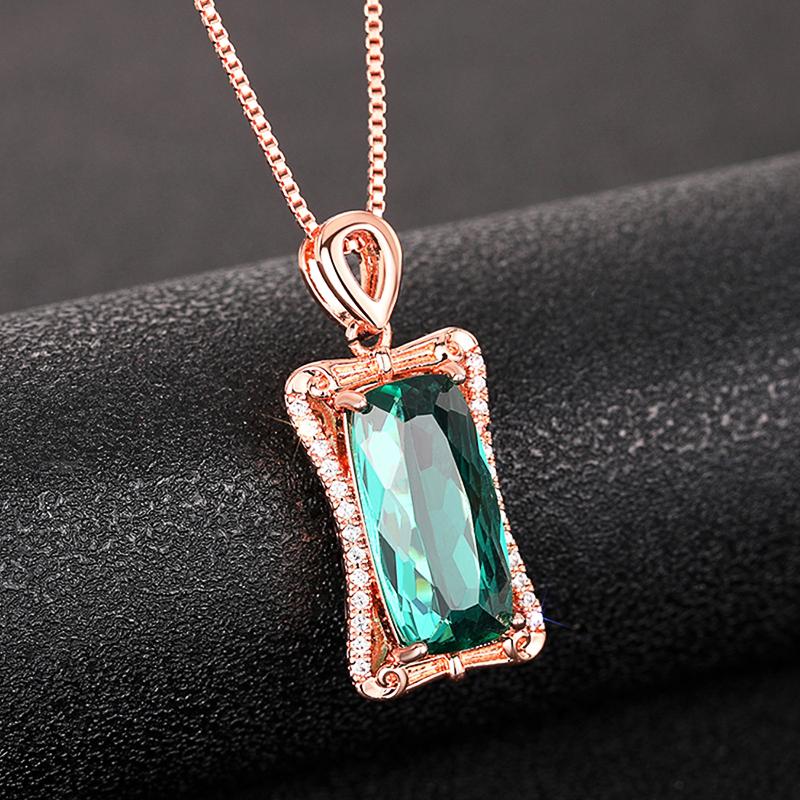 Huitan Luxury Female Fashion Pendant Necklace with Bright Zirconia Box Chain Jewelry Anniversary Party Accessories for Women