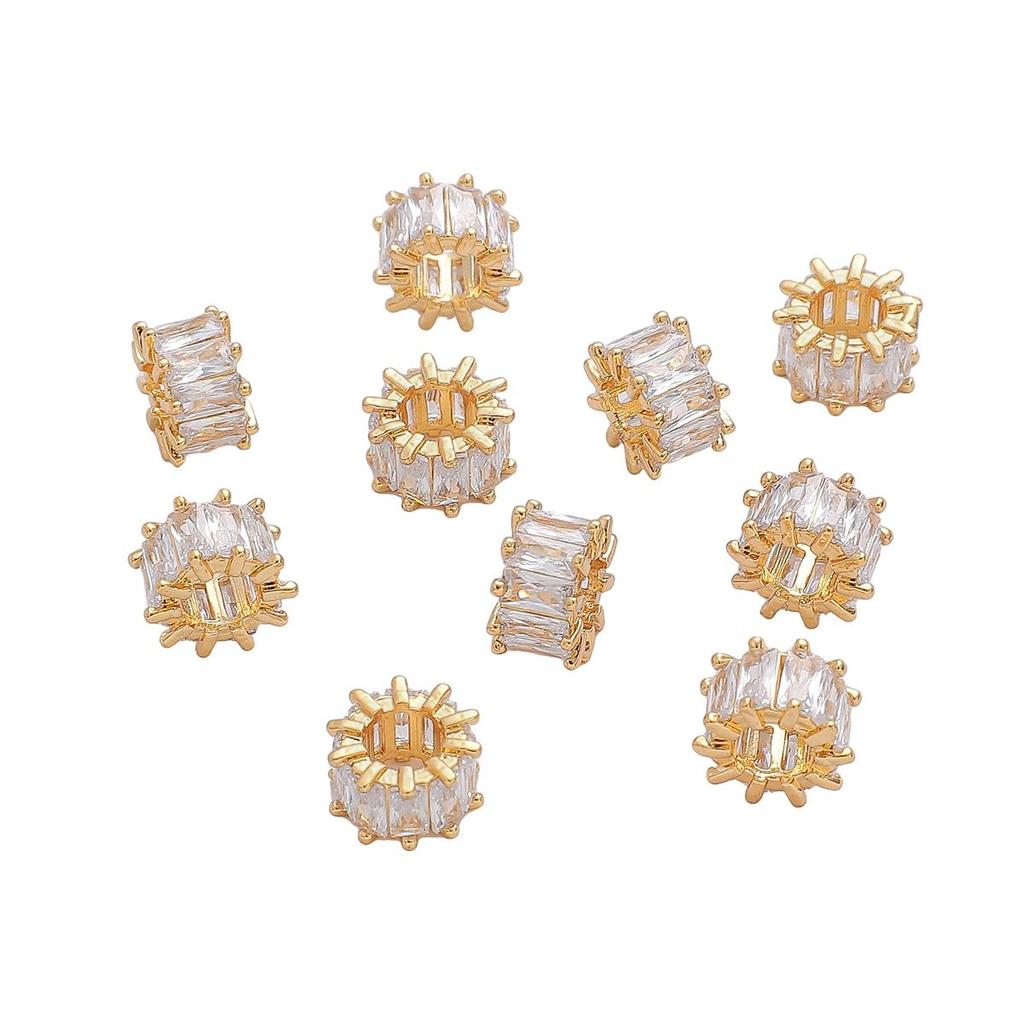 Медная микроинкрустированная цирконовая бусина, разделенная паспарту, подвеска для изготовления ювелирных изделий своими руками