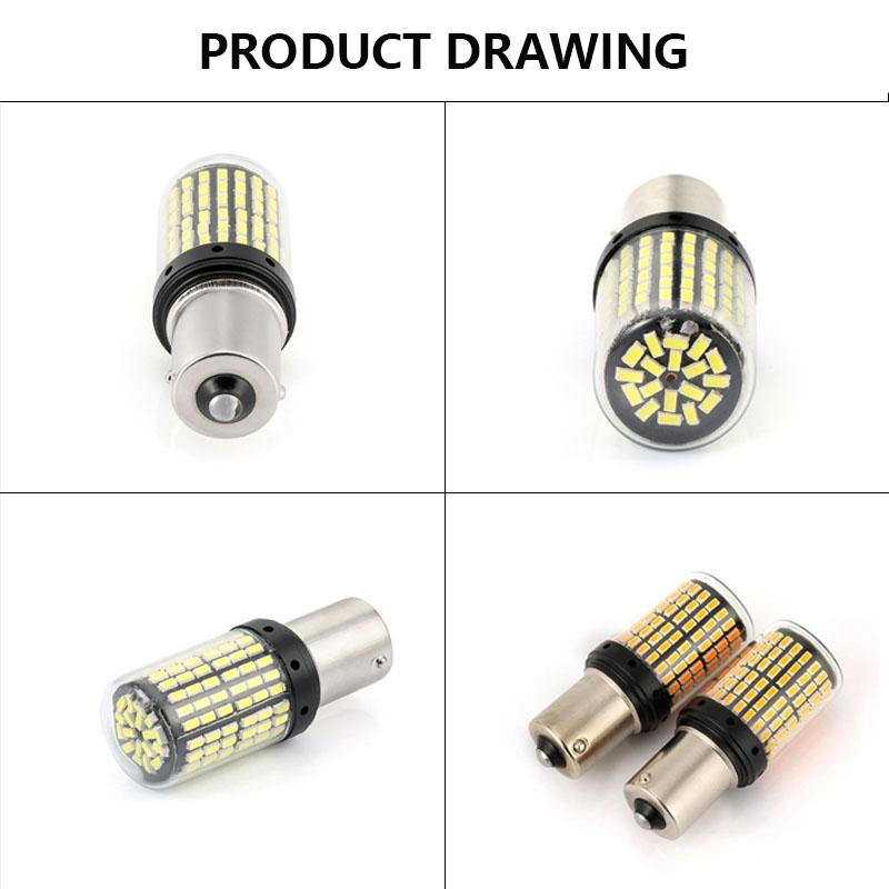 2Pcs Car LED 1156 BA15S P21W BAU15S PY21W T20 7440 W21W 3157 1157 P21/5W W21/5W LED Bulbs 144SMD Canbus Lamp Turn Signal Light