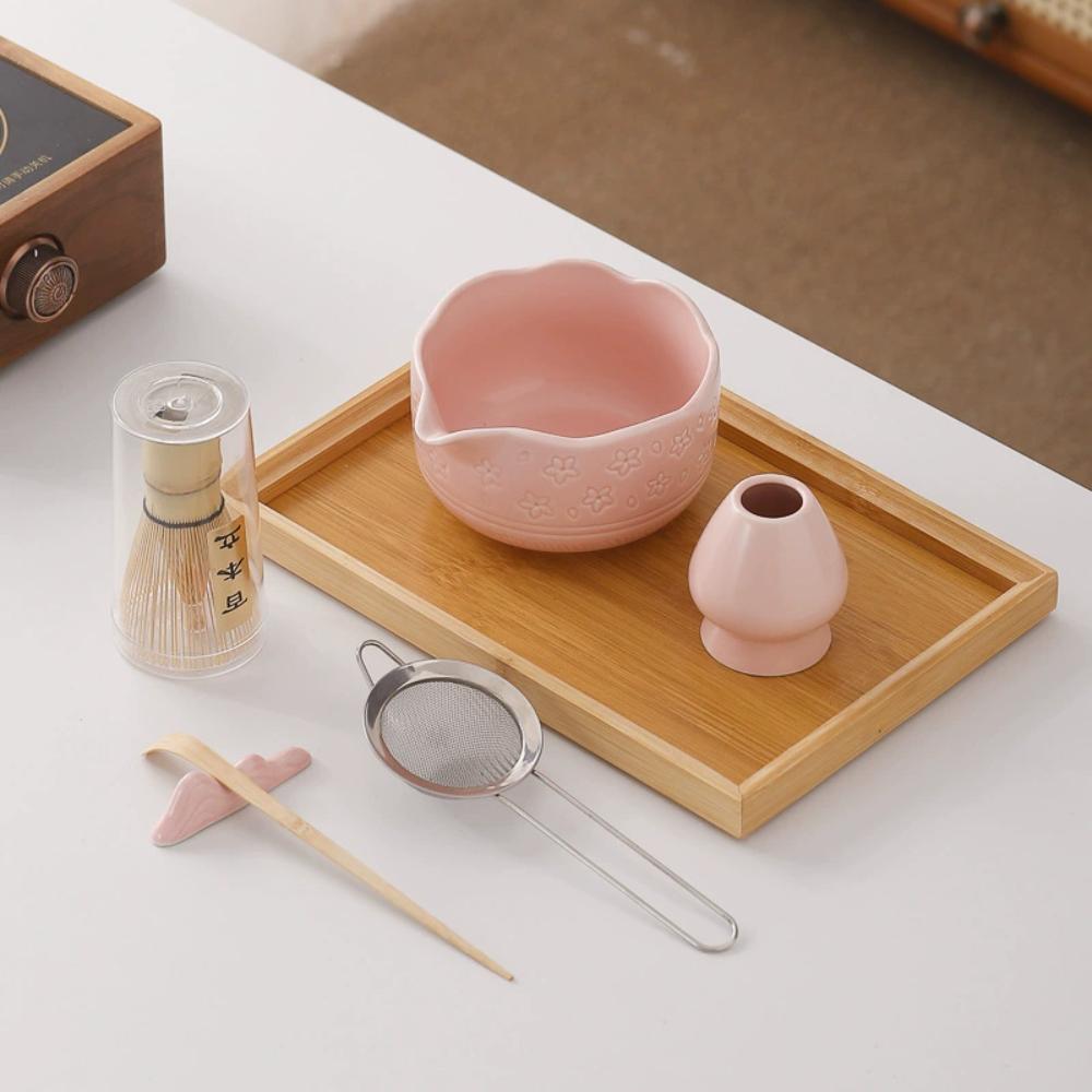 Набор из 6 керамических чаш для матча, бамбуковая ложка для чая, традиционный набор для матча для любителей чая, подарки