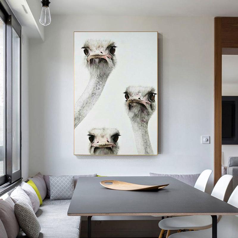 Рамка из цельного дерева НАДЕЖНОЕ ИСКУССТВО Холст Картины Животные Птицы Картины Стены Искусства Страусы Плакаты Для Украшения Гостиной Принты