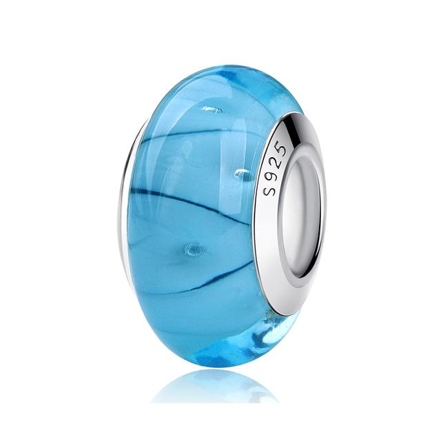 2023 Новый Оригинальный 100% Стерлингового Серебра 925 пробы Стеклянные Бусины Дерево Камень Муранский Цветок Подвески Подходит Браслет Diy Женские Ювелирные Изделия