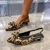 Fashion Leopard Women Mid Heels Sandals Bow Pointed Toe Heeled Shoes Sexy Fashion Pumps 2025 Trend Slingback Shallow Sandalias De Mujer