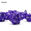 7 Pcs Purple White Squid Metal Dice Hollow Metal Polyhedral Dice Set Suitable for Role-Playing RPG  Board Game Card Game