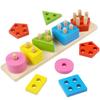 Montessori Wooden Educational Toys for Children 1 2Y Baby Shape Color Sorter Block Puzzles Toddler Large Geometric Stacking Toys