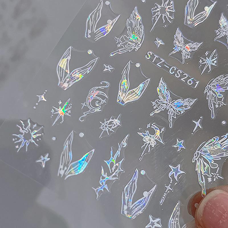 Мечта Сияющая Русалочья Хвоста Бабочка Наклейки Для Ногтей Ракушка Бабочка Наклейки Для Ногтей 3D Дизайн Нейл-Арта Украшения Наклейки