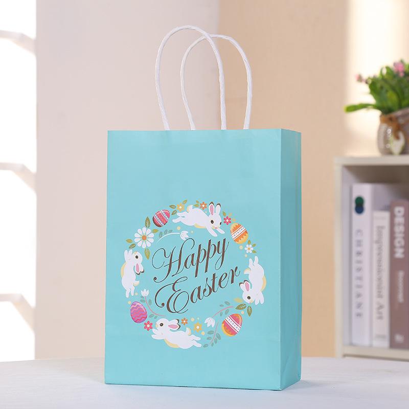 30 шт. подарочные пакеты с дизайном пасхального кролика и надписью Happy Easter, бумажные пакеты для подарков на вечеринку, маленьких подарков, упаковки сладостей и тортов