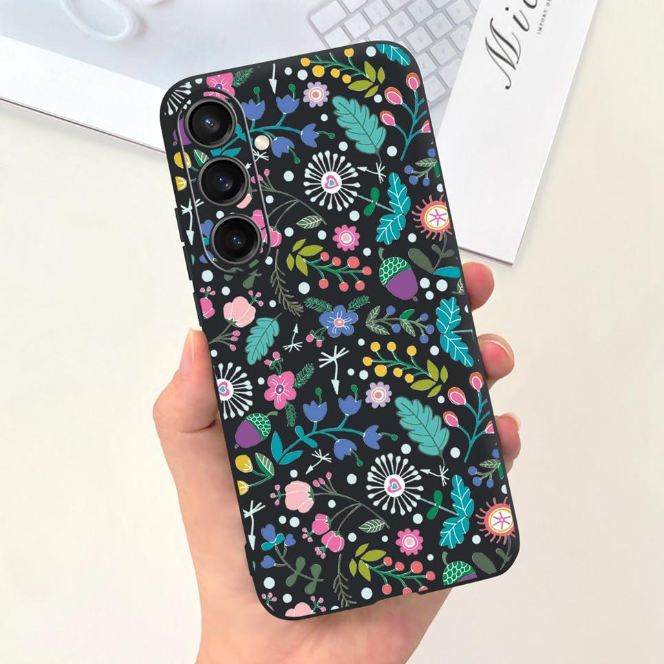 Для Чехла Funda Samsung A35 5G Case SM-A356E Пара Любовь Сердце Цветок Кошка Рисунок Задняя Крышка Для Samsung Galaxy A35 5G Etui