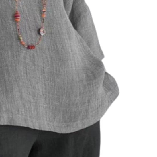 Women Blouse Solid Color Side Split Summer Crew Neck Loose-fitting Shirt Streetwear