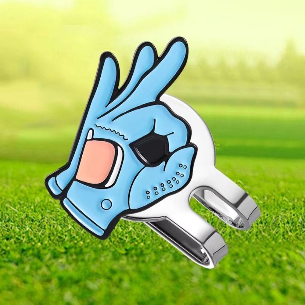 Cartoon Pattern Golf Ball Mark OK Sign Golf Hat Marker Funny Golf Cap Clip Baseball Cap Clips