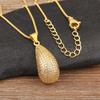 Nidin New Fashion Waterdrop Shape Hollow Design Charm Pendant Necklace For Women Men Shiny Crystal Zircon Jewelry Accessories
