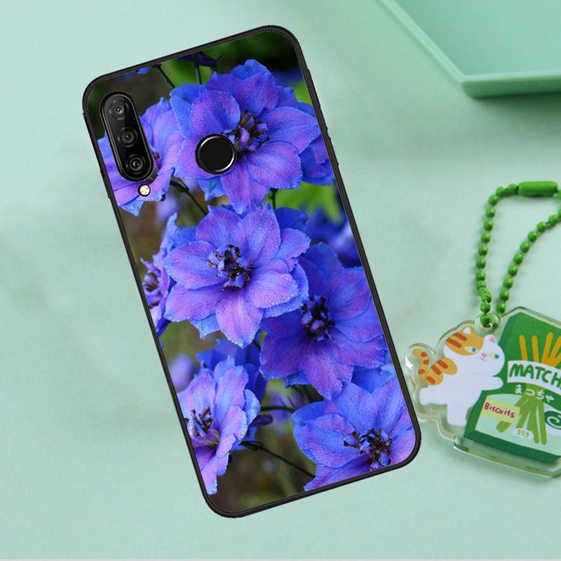 Синие васильки Дельфиниум Для Huawei Nova Y90 Y70 Y60 Y61 Y91 Y72 9 10 SE 12i 12s 11i 5T P60 Pro P20 P30 P40 Lite Чехол