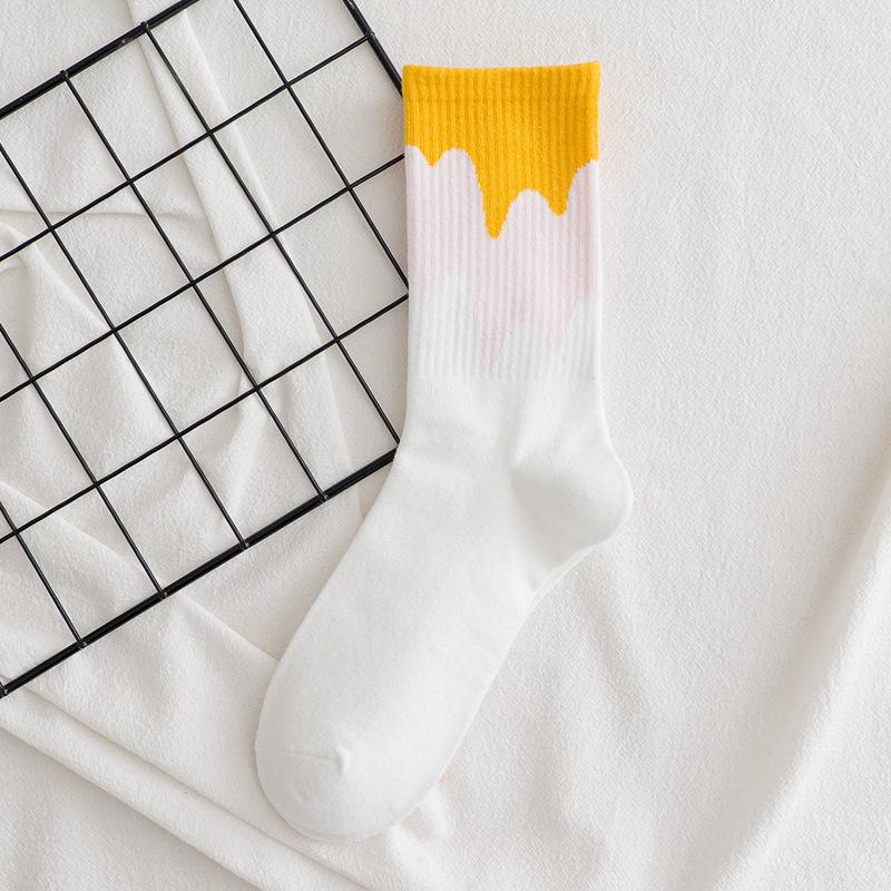 Милые женские носки с рисунком мороженого в корейском стиле, весна/осень, японская мода, чулки средней длины
