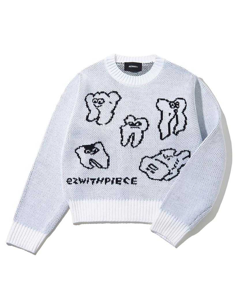 PEACE MAKER Teeth Knit Sweater (Ivory)