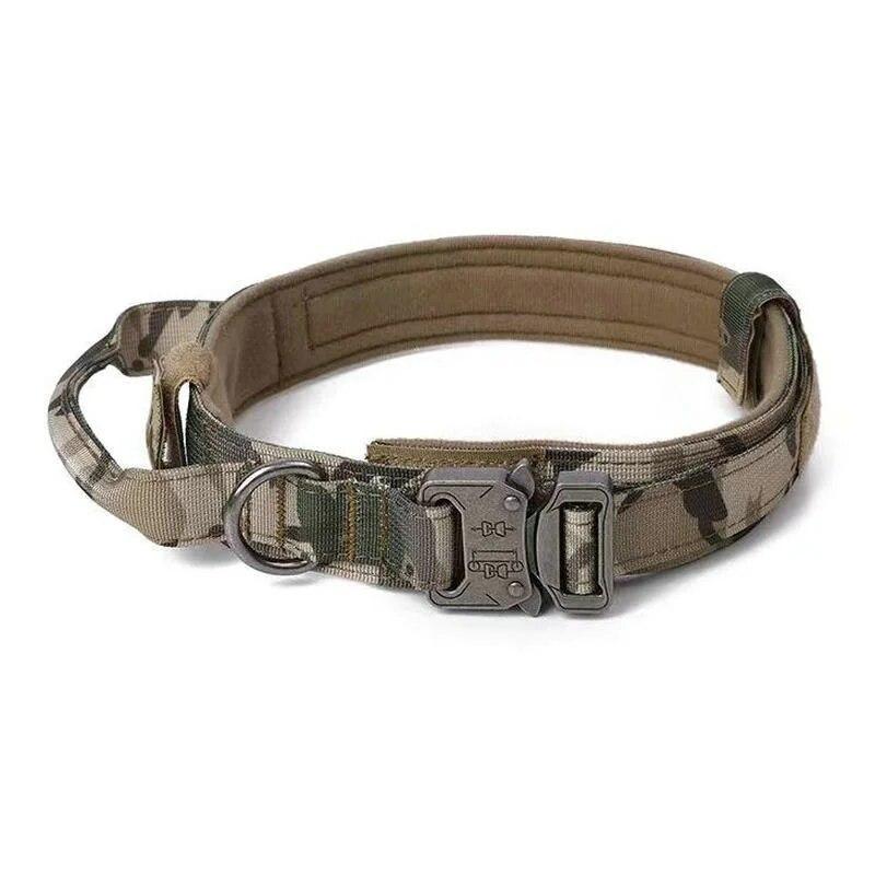 Military Tactical Dog Collar Durable Adjustable Nylon Collar with Control Handle for Medium Large Dogs Walking Pet Supplies