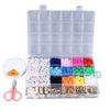 Clay Beads Kit for Bracelet Making 12 Colors 6mm Polymer Flat Round Clay Bead DIY Jewelry Making Accessoies 24 Grids