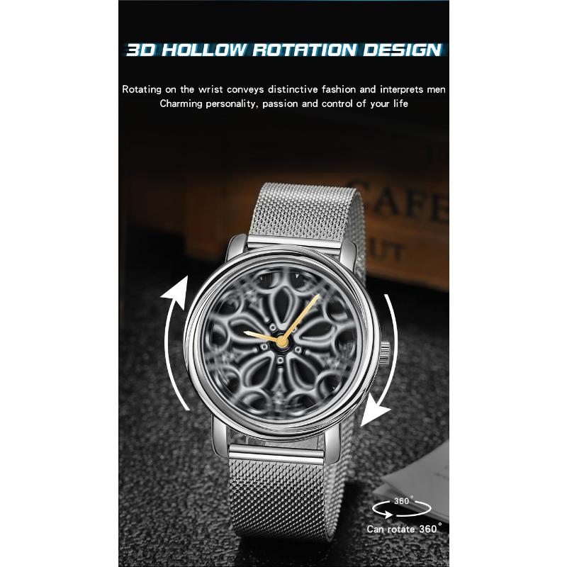 SANDA Новые кварцевые часы со стальным ремешком, мужские полые вращающиеся мужские простые индивидуальные часы