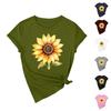 Women's Casual Sunflower Print Street Slim Fit Short Sleeve T-Shirt Top