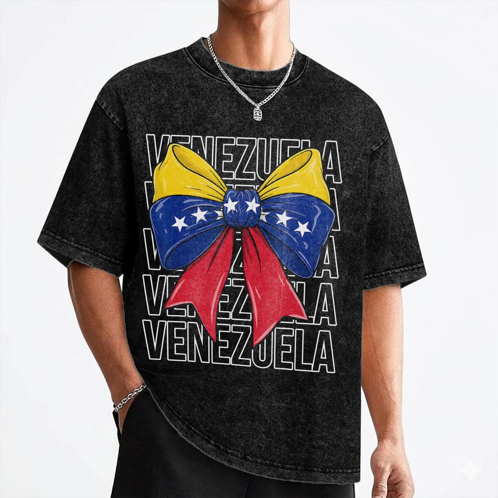 Venezuela Flag Venezuelan T Shirt Washed Cotton Oversize T-Shirt Vintage for Men Women Streetwear Graphic Printed Tops Tees