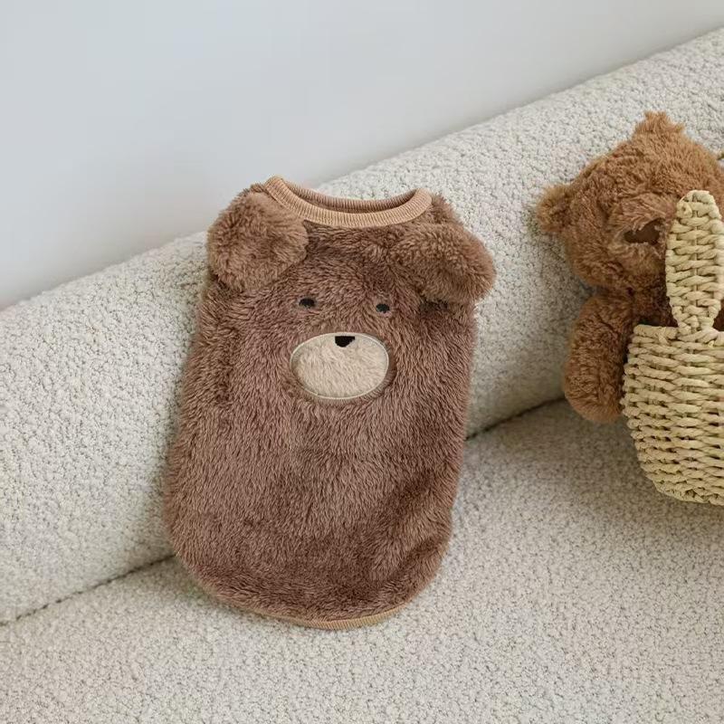 S-3XL Autumn Winter Pet Dog Clothes Brown Beige Fleece Warm Vest Pet Clothes For 1.5-11.5 kg Small Medium Dogs Cats