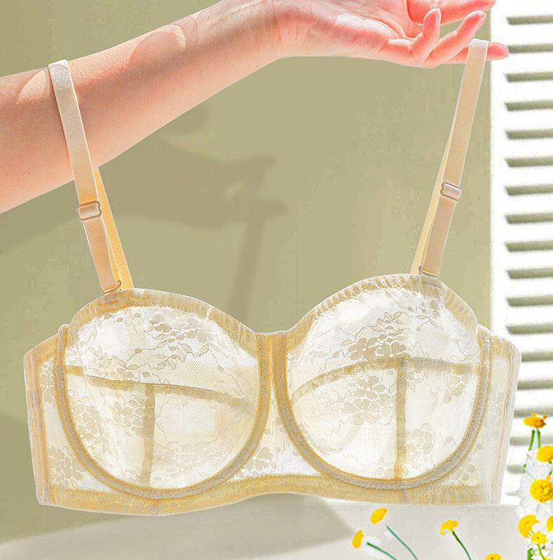 Large Size Women Gathered Minimizer Bra Invisible Summer Ultra Thin Lingerie Wireless Brassiere Strapless Underwear Tops